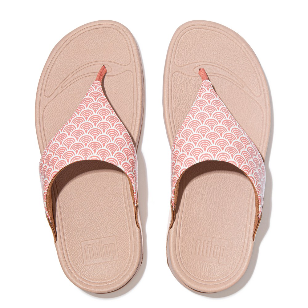 Fitflop Womens Sandals Pink - Lulu Wave-print Toe-post - 40MFIZXPW